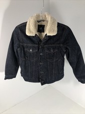 Gap Boys Kids Sherpa Lined Denim Jacket Size S 6-7 Dark Blue Preowned