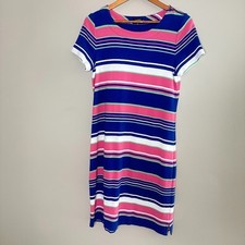 Talbots T-Shirt Dress Womens Multicolor Medium Striped Short Sleeve 100% Cotton