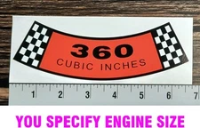 Ford 360 Mustang Bronco Falcon Ranchero Truck Air Cleaner sticker *ANY CID*