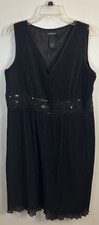 LANE BRYANT Pleated Sleeveless Black Midi Dress Women 16 Sequins Event Formal