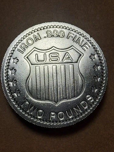 2 pound USA Round Iron Paperweight, .999 Fine
