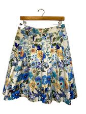 Talbots Pleated A Line Skirt Knee Length Floral Women's Size 4 Cream White