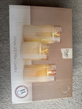 Pure Harmony 3 Pack LED Pillar Candles with Remote Control Battery Operated New