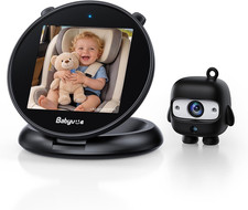 Baby Car Camera, round Fold-Down Monitor for Rear-Facing 1080P HD, 3X Zoom, 70