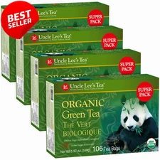 Uncle Lee's Organic Green Tea Bags 4-Pack 106-Count Bulk Tea for Home US