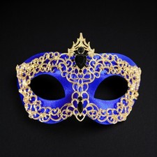Men's masquerade mask, masquerade ball mask, Gold Blue masquerade Mask, 2 in 1