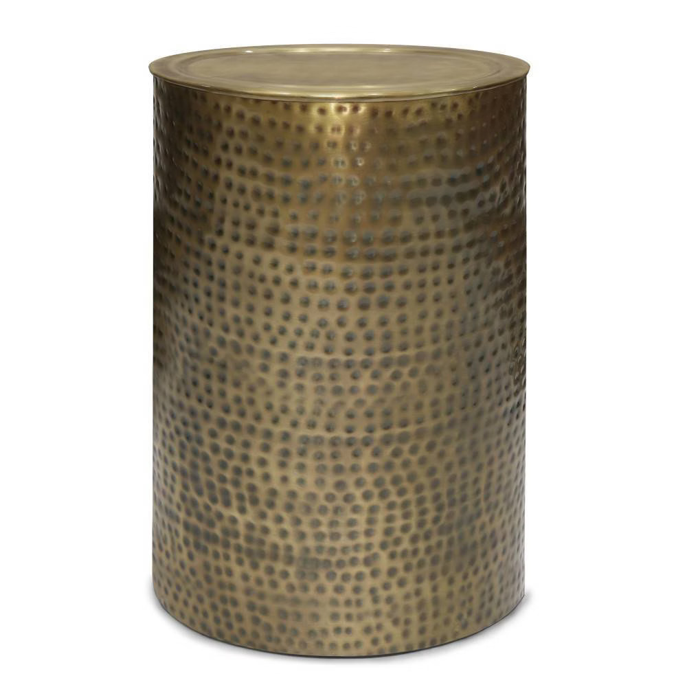 Ledger Metal Side Table Hammered Antique Gold - WyndenHall: Cylinder