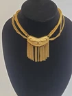 Vintage TAN Goldtone Multi Strand 12" Statement Necklace Costume Jewelry