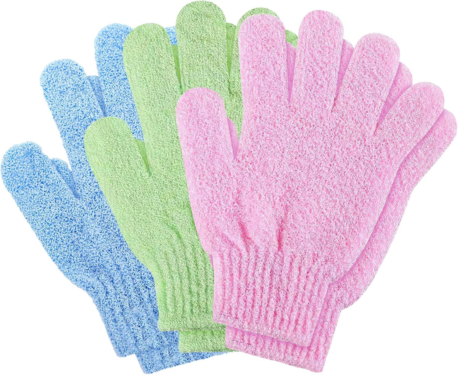 Exfoliating Gloves | Bamboo Shower Gloves | 6Pcs Bath and Body Exfoliator Mitts