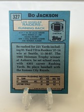 1988 Topps Bo Jackson Super Rookie #327 Los Angeles Raiders NFL Football Card. rookie card picture