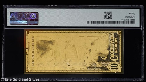 2025 Florida 10 Goldbacks Flagler Alpha 1/100 oz 24k Goldback Foil Note PMG 70* - Picture 2 of 2