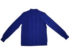 Karen Scott Women's Cotton Cable Knit Mock Neck Sweater Blue Small