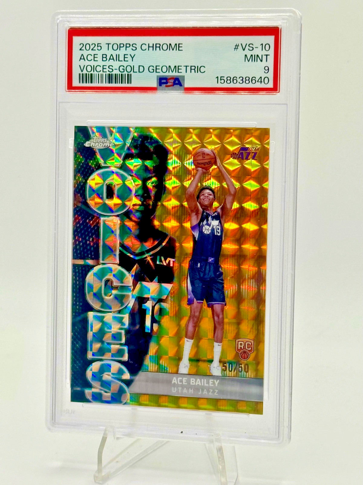 2025 Topps Chrome Ace Bailey Voices Gold Geo RC /50 PSA 9 #VS-10