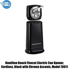 Hamilton Beach Flexcut Electric Can Opener, Cordless, Black with Chrome Accents,