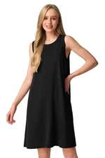 Women's 100% Merino Wool Sleeveless Summer Tank Dress, Knee-Length with Pockets