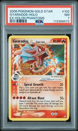 2006 POKEMON EX HOLON PHANTOMS GOLD STAR #102 GYARADOS-HOLO PSA 7