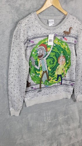Suéter Rick and Morty para hombre gris mediano manga larga NUEVO - Imagen 2 de 14