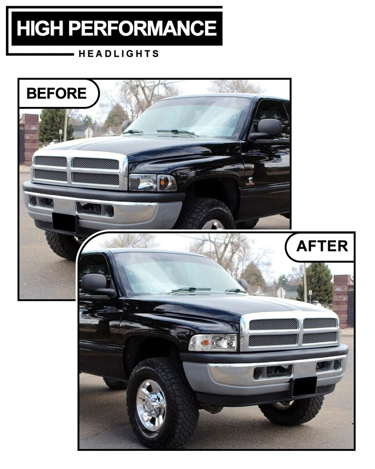 Faros cromados para camioneta Dodge Ram 1500 1994-2001 94-02 2500 3500 lámpara delantera Foto 4 de 4