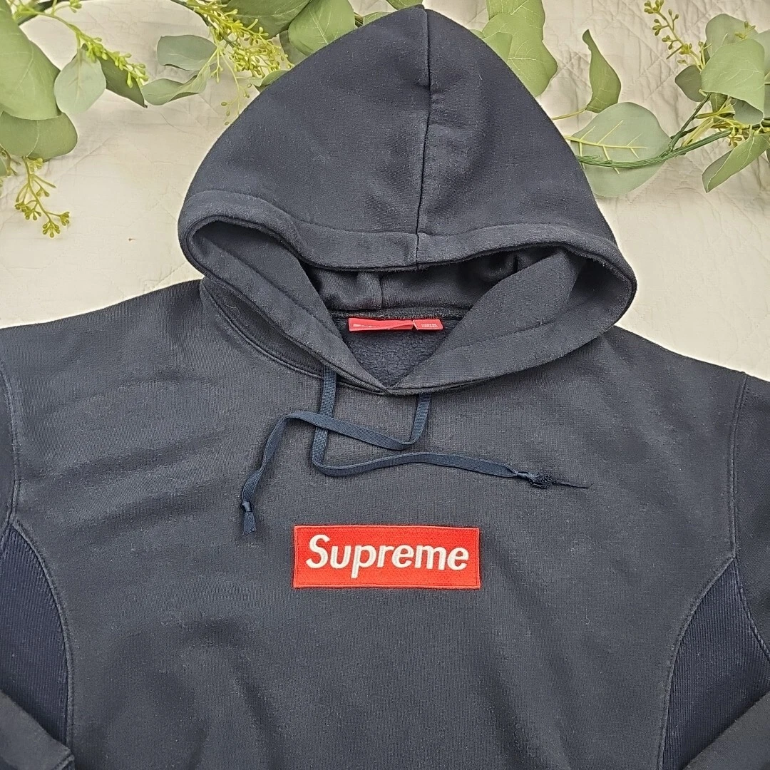 Felpa con cappuccio Supreme Box logo blu navy con logo rosso taglia XL pullover rosso Newyork Canada