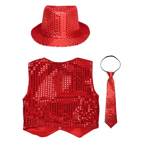 Kids Boys Vest Performance Waistcoat Party Jacket Necktie Streetwear Costume - Picture 8 of 48