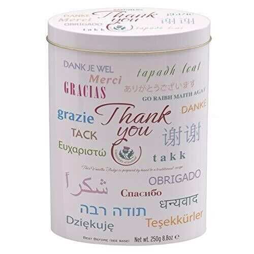 Gardiners of Scotland Vanilla Fudge Thank You Tins, "Thank You" Languages, 8.... - Picture 1 of 3