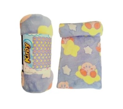 NEW Kirby Silk Touch Plush Throw Blanket Bioworld Nintendo 40  x 50  Stars Blue