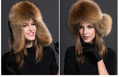 Women Winter Warmer Real Fur Hat Russian Ear Cap Cossack Brown | eBay