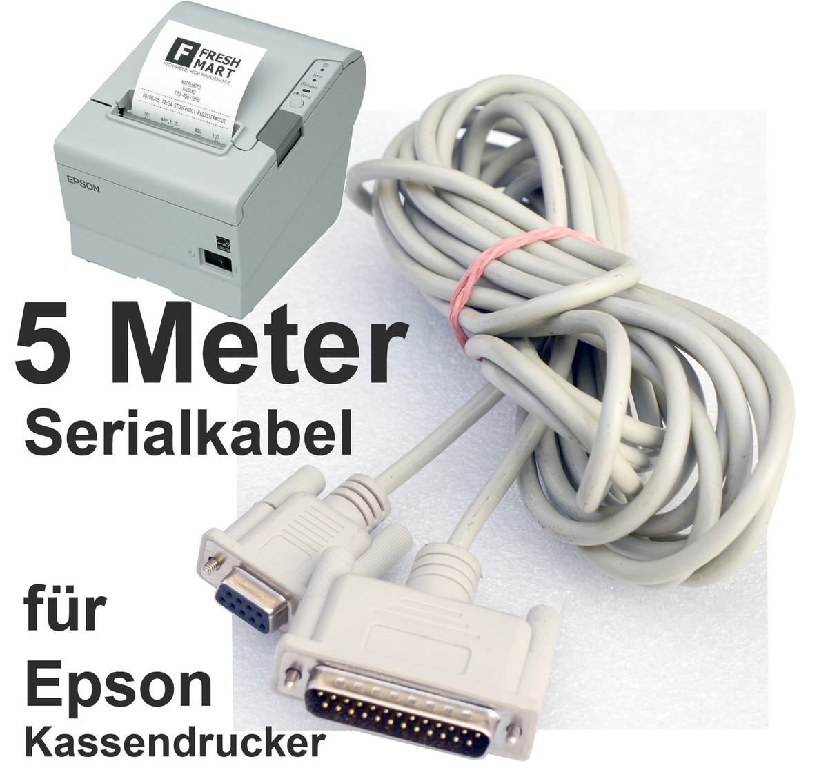 5 Meter Rs-232 Cable Druckerkabel Epson TM-T88II TM-T88III Samsung