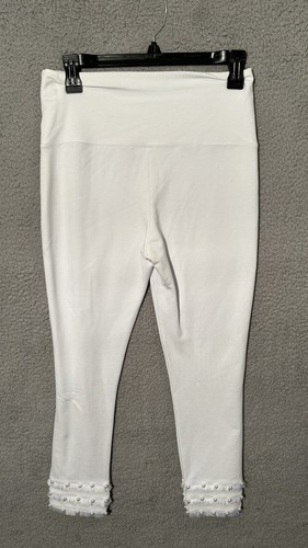 Athena Marie Fringe Studded Ankle Stretch Pants Women's M White - Picture 6 of 9