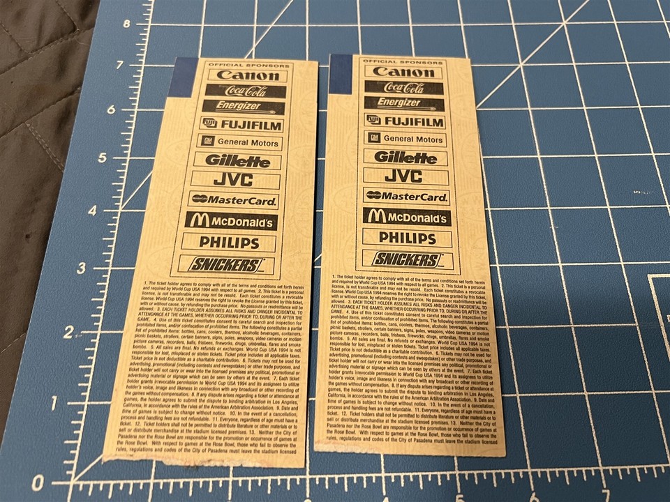 WORLD CUP USA 94 TICKET STUB PAIR GAME 46 JULY 9 1994 COTTON BOWL eBay