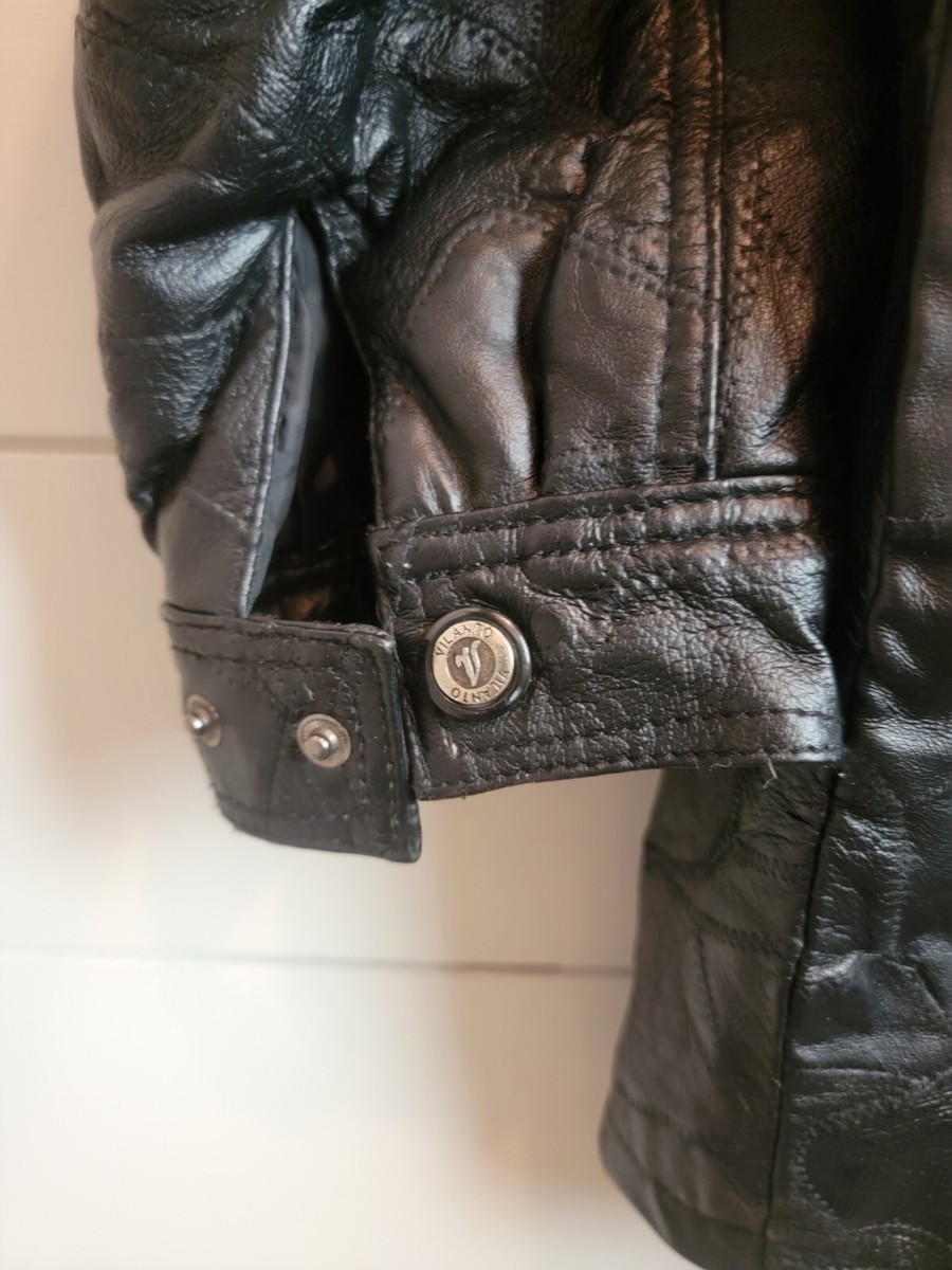 Vintage Vilanto Leather Jacket Size XL. Long cut/belted