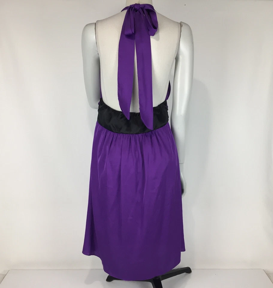 Love Affair Dress Purple Size 12 Halter Neck Backless Satin Cocktail Formal - image 3 of 4