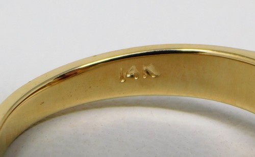 14 kt Yellow Gold 3 Stone Style Almandite Garnet & Diamond Ring Sz 6 B6355 - Picture 6 of 7