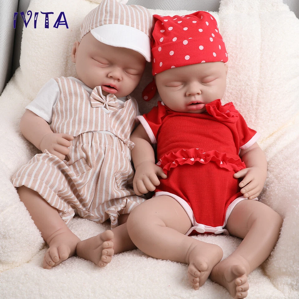 IVITA 20'' Junge or Mädchen Schlafende Infant Doll Silikonpuppe Frühgeborene - Bild 2 von 4