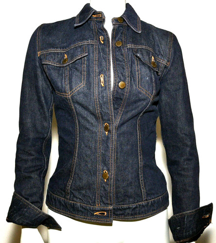 Dolce & Gabbana  Plaid Wool FlannelLined Denim Jean Jacket Dark BlueSz 38