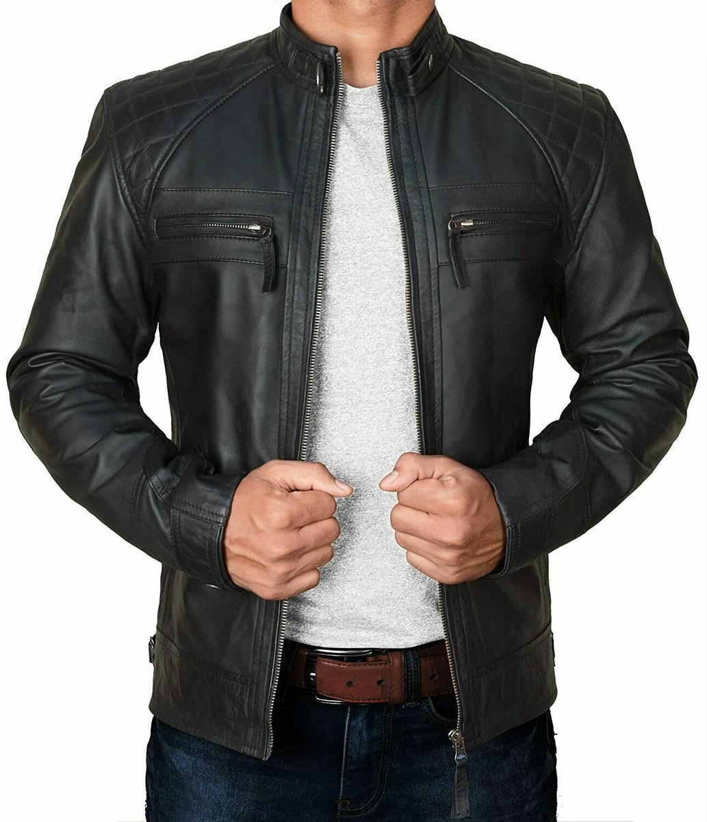 fjackets Cafe Racer Giacca in pelle da uomo - Vera pelle di