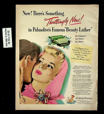 1949 Palmolive Soap Famous Beauty Lather Vintage Print Ad 20612