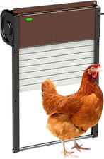 Solar Automatic Roller Shutter Chicken Coop Door with Timer and Anti-Pinch Brown