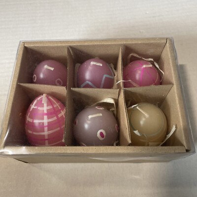 Easter Egg Shaped Candles - Set of 6 - Pastel Colors NEW