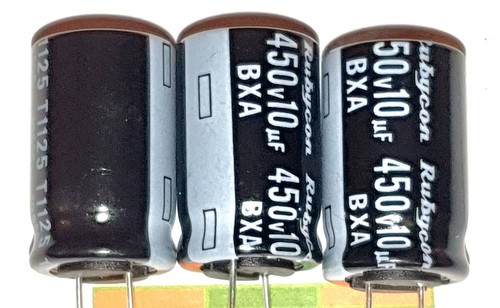 Rubycon BXA Radial Electrolytic Capacitor 10µF 450V 105°C (Pk of 3) - Picture 2 of 2