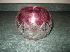 Crystal and cranberry glass bowl vase