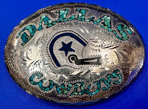 Dallas Cowboys Turquoise Inlay Native American Indian Artisan Signed Belt Buckle