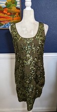 J. Crew Sleeveless Dark Green Olive Sequin Party Dress Sz 4 Small S
