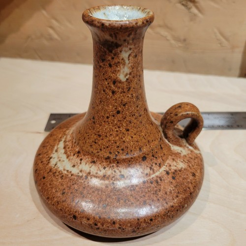 Studio Art Pottery Wick Oil Lamp Finger Handle Orange Stoneware 5" - Swanky Barn - Picture 12 of 12
