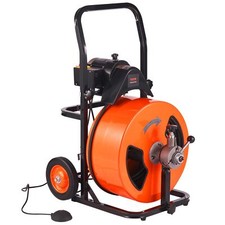 Drain Cleaning Machine 100' x 3/4'' with 4 Cutter & Air-Activated Foot Switch