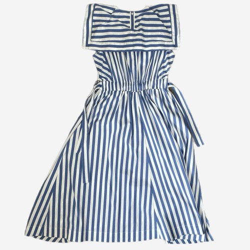 3.1 PHILLIP LIM Draped Handkerchief Collar Gathered Waist Stripe Midi Dress sz 8 - Picture 10 of 13