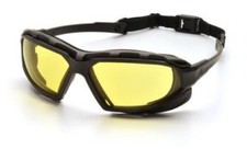 Pyramex Highlander XP Safety Glasses Black  Gray Frame Amber Anti-Fog Lens