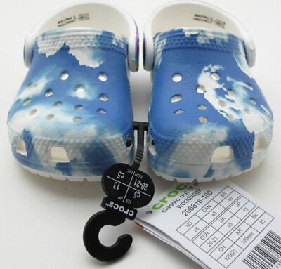 NWT CROCS Classic Out of This World Kids Clog Clouds Rainbow Blue Sky  C5 191448759251|