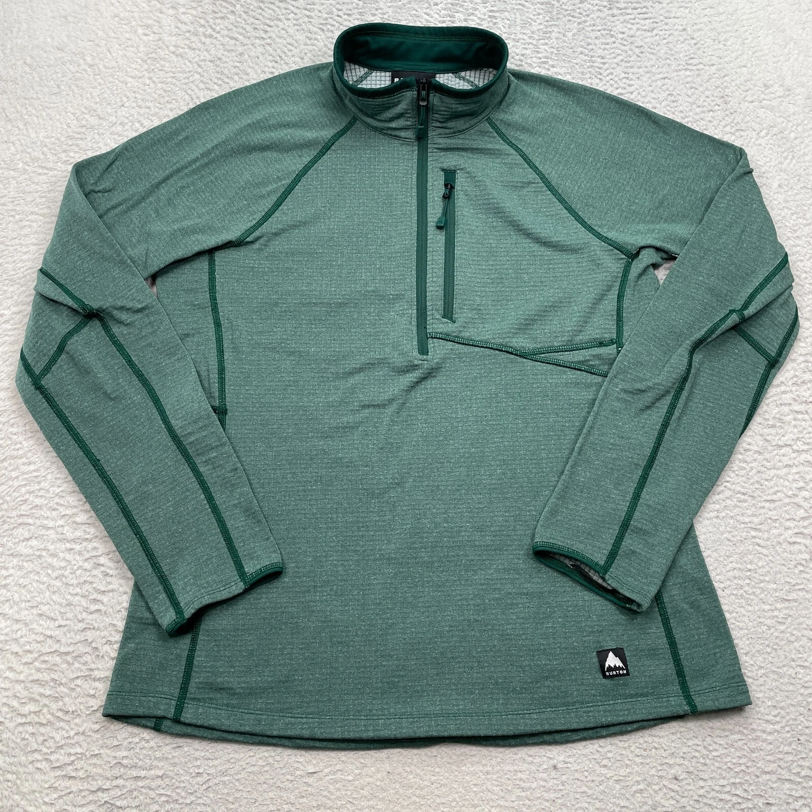 burton stockrun grid pullover 1/2 zip fleece hoodie