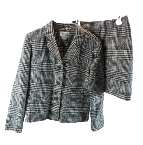 Fay's Closet by Leslie Fay Women’s Skirt Suit Size 7 Tweed Black White - Vintage - Picture 1 of 24